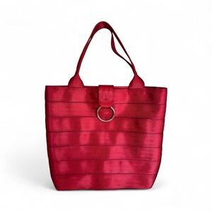 Unique Red Tote Bag made of textured seatbelt fabric from Pure Detroit Official